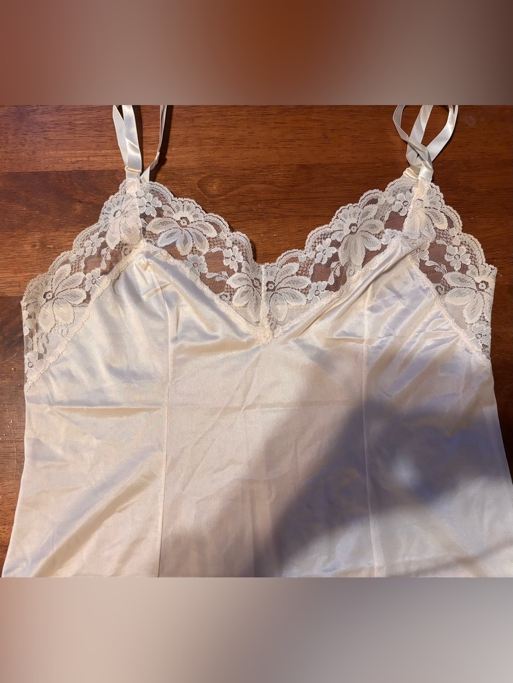 Vintage Lorraine Women's Size 36 Cream colored Camisole Laced V-Neck